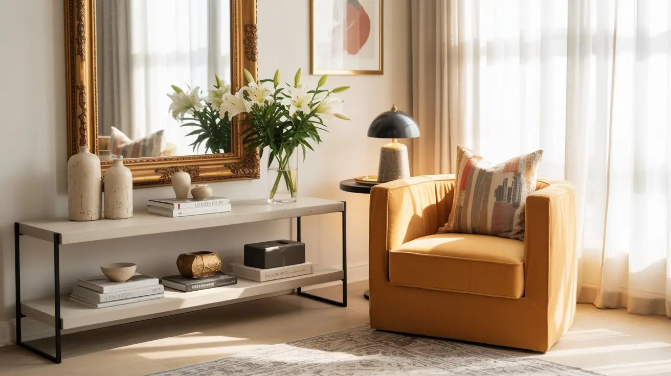 Bright and Inviting Living Room with a Pop of Color