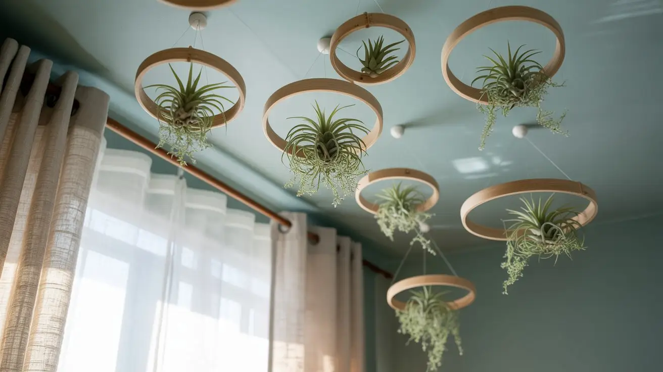 Circular Wooden Hoop Air Plant Chandelier