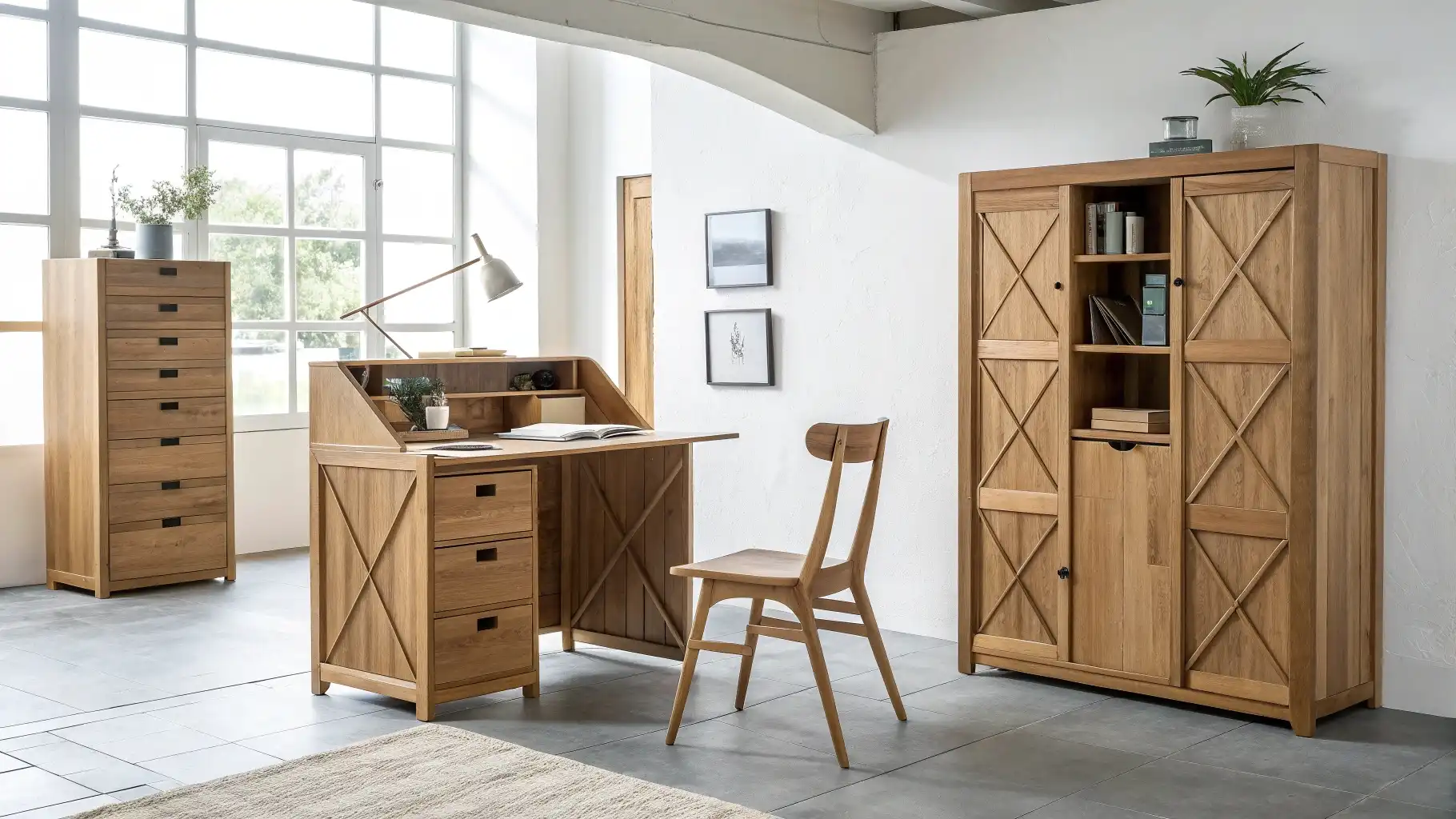 Compact Secretary Desk with Modular Storage System