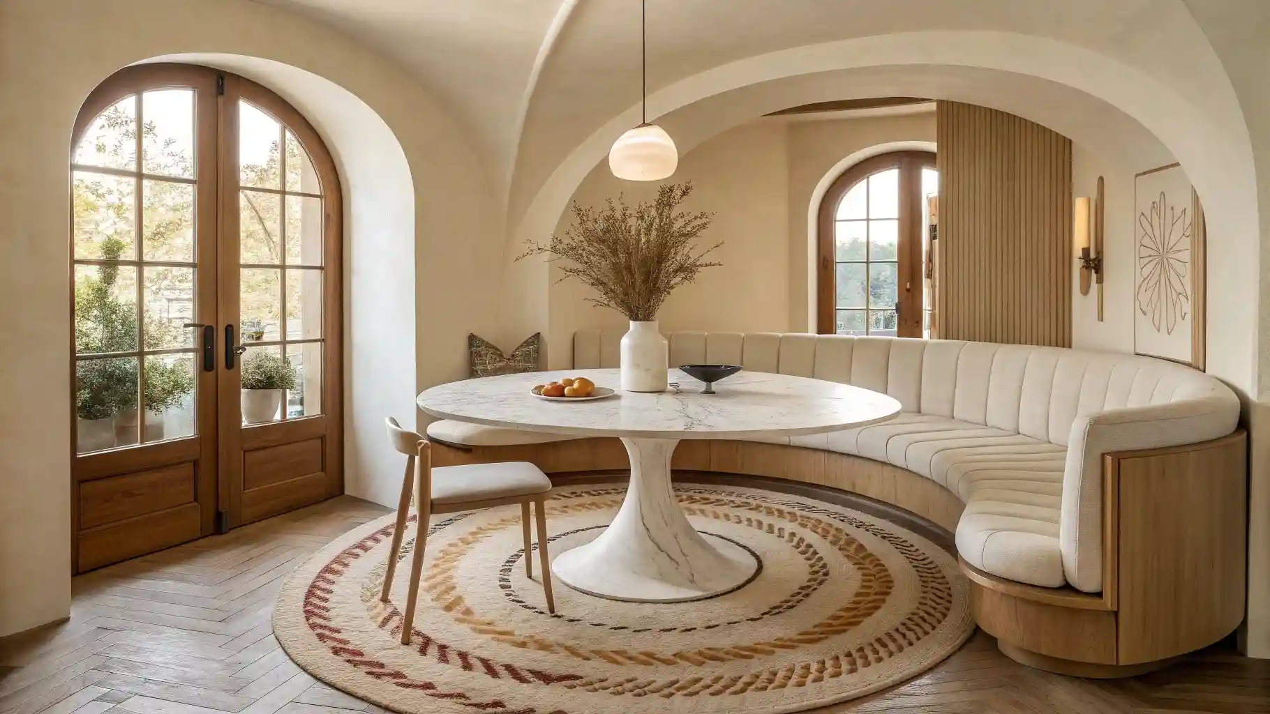 Curved Banquette Seating with Central Focus Point