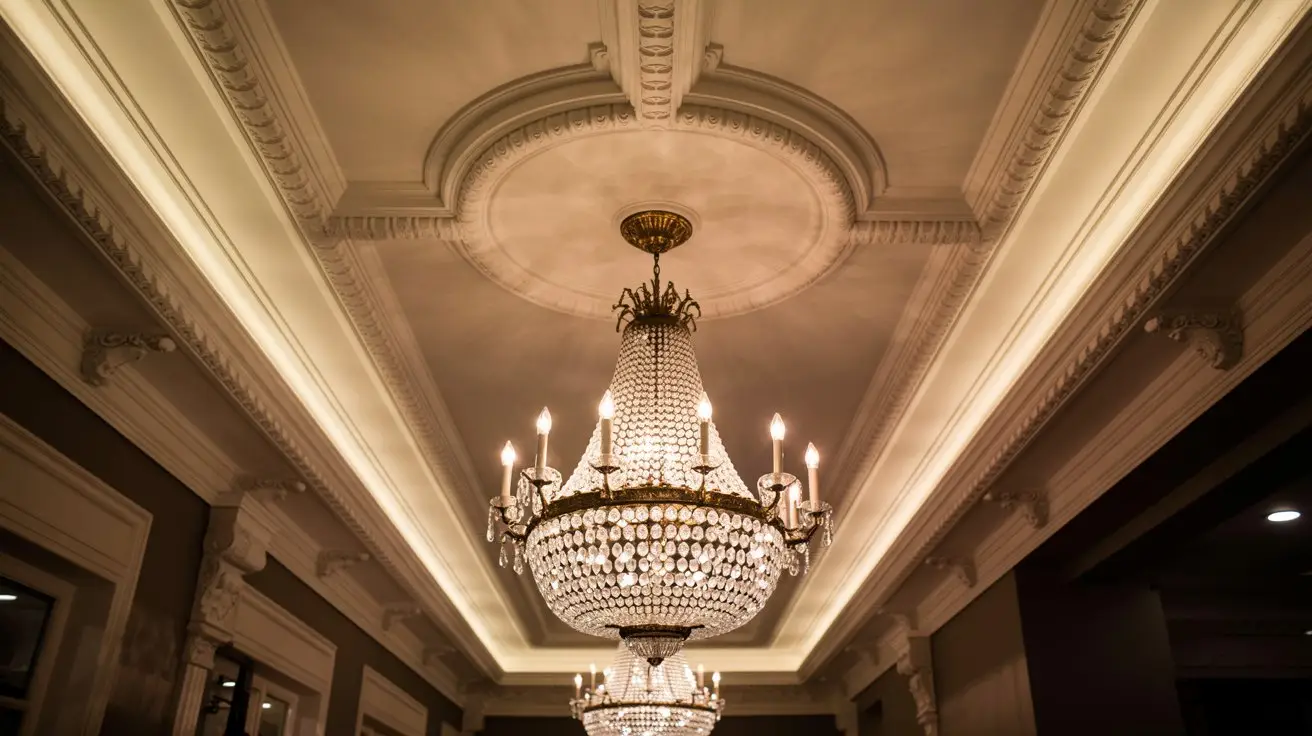 Elegant Chandelier Ceiling with Detailed Moldings