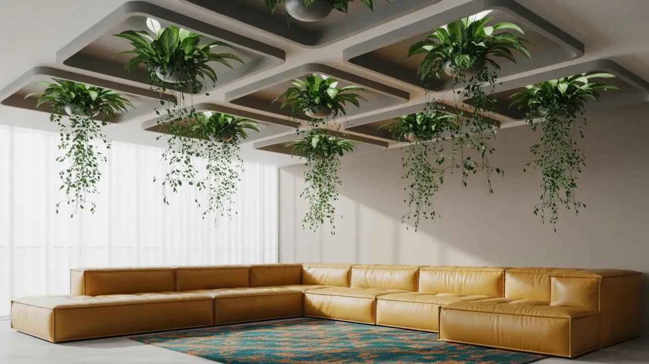 Geometric Ceiling Grid with Cascading Plants