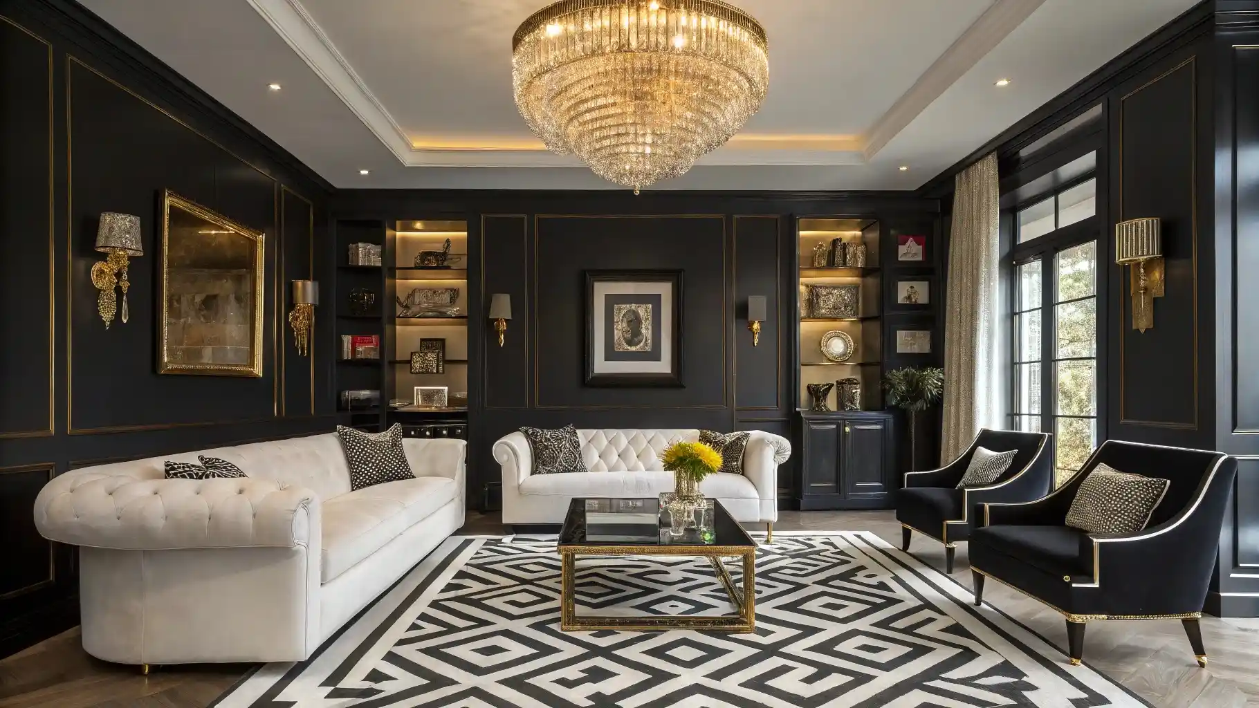 Glamorous High-Contrast Hollywood Regency