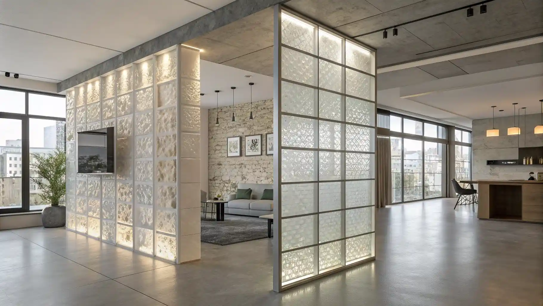 Illuminated Glass Block Grid System