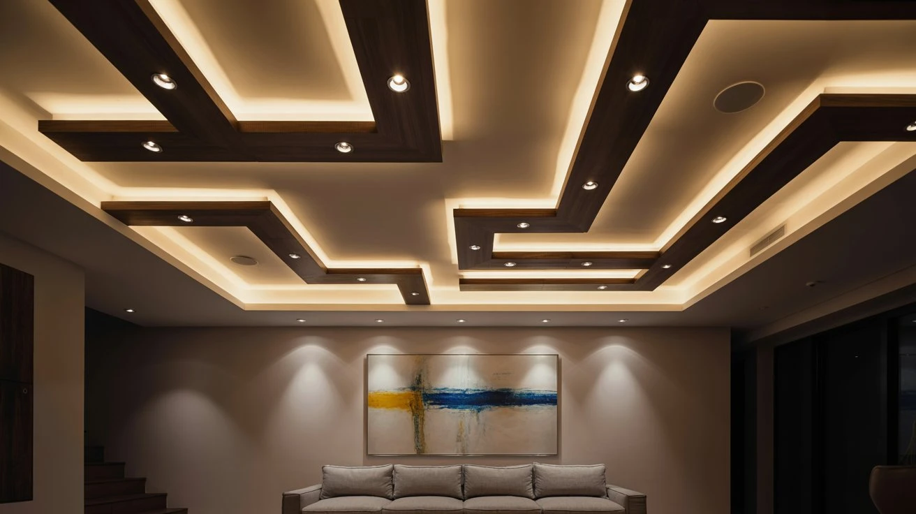 Layered Tray Ceiling with Warm Recessed Lighting