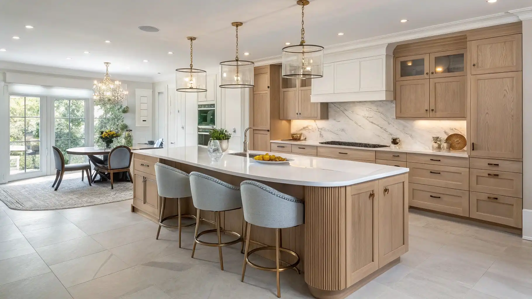 Luxury Mixed-Wood Peninsula with Curved Seating
