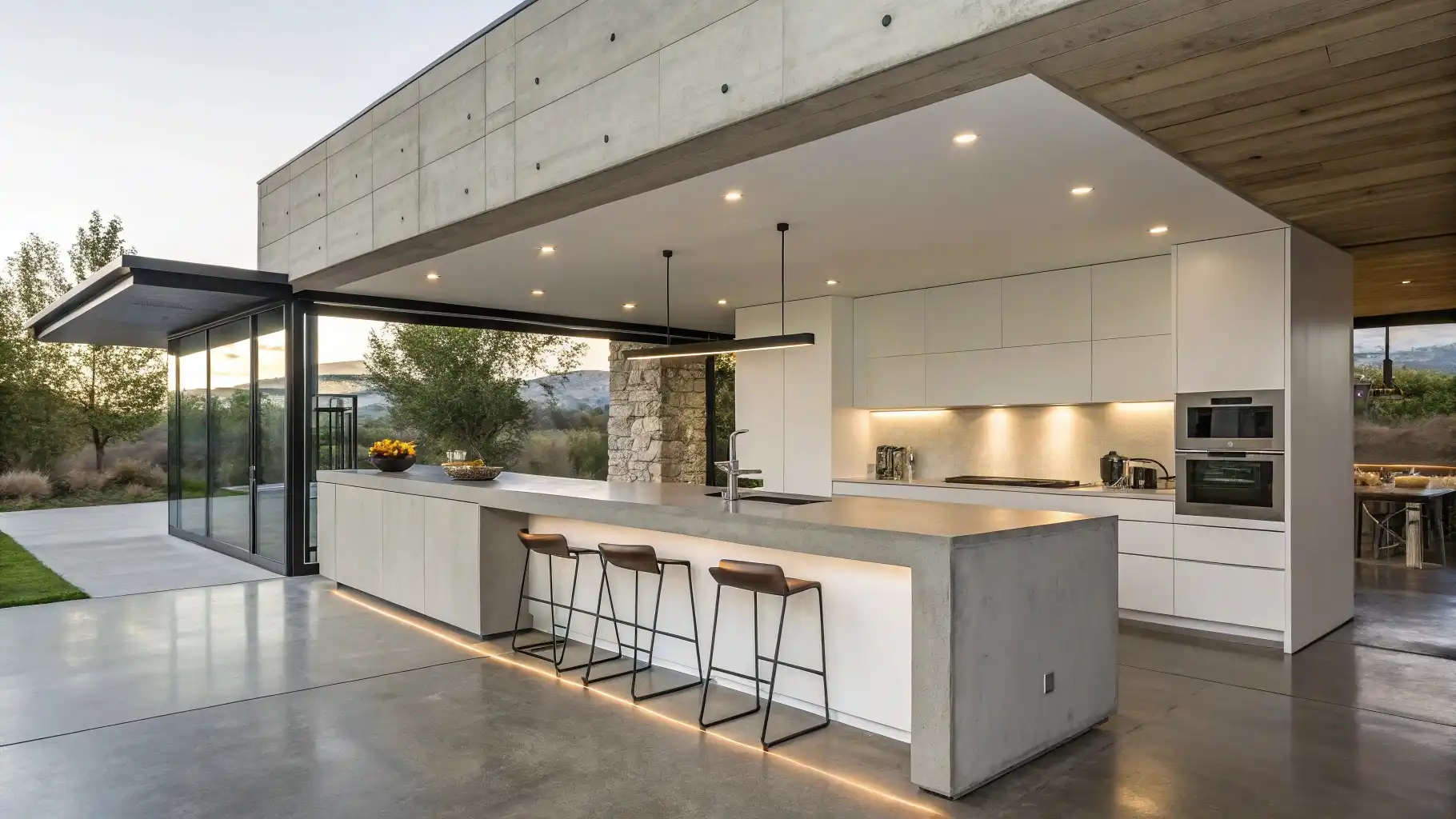 Minimalist Concrete Peninsula with Floating Base