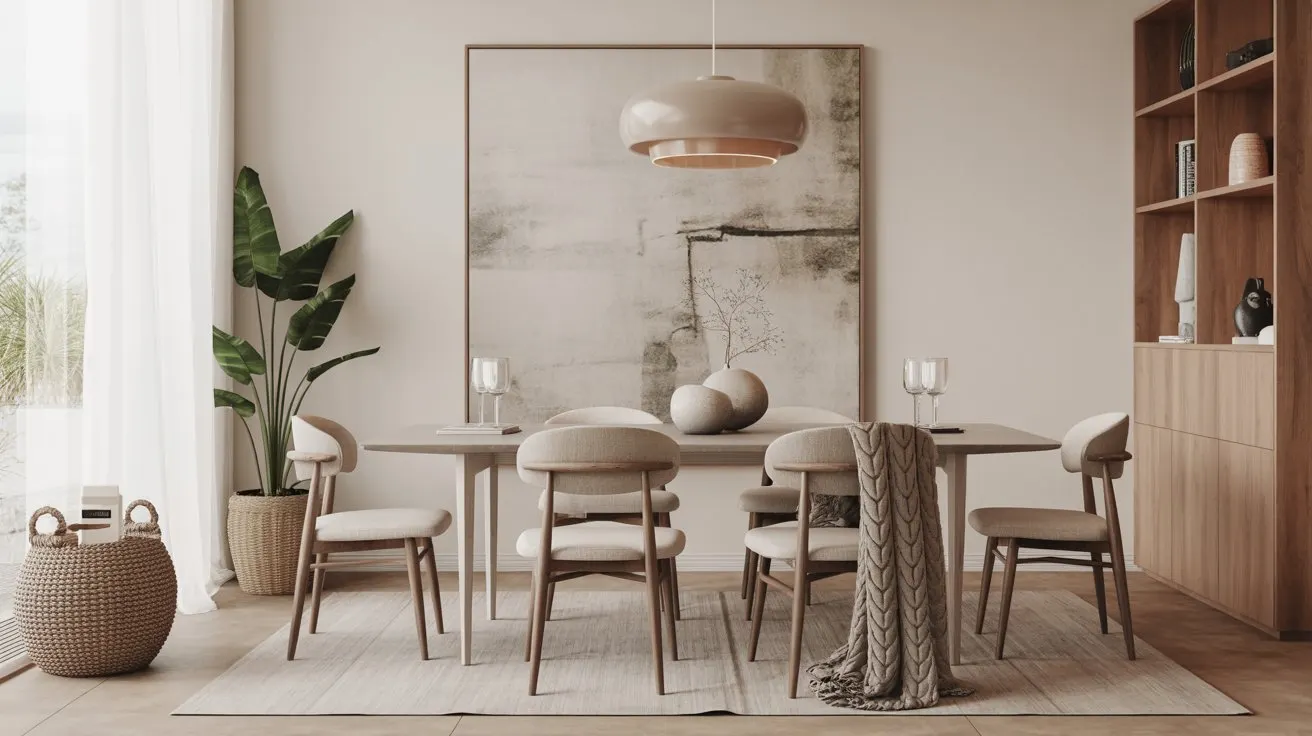 Minimalist Dining Room with Warm Accents