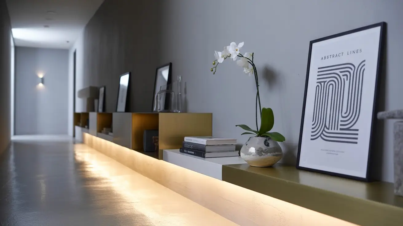 Minimalist Display Shelf with Warm Lighting