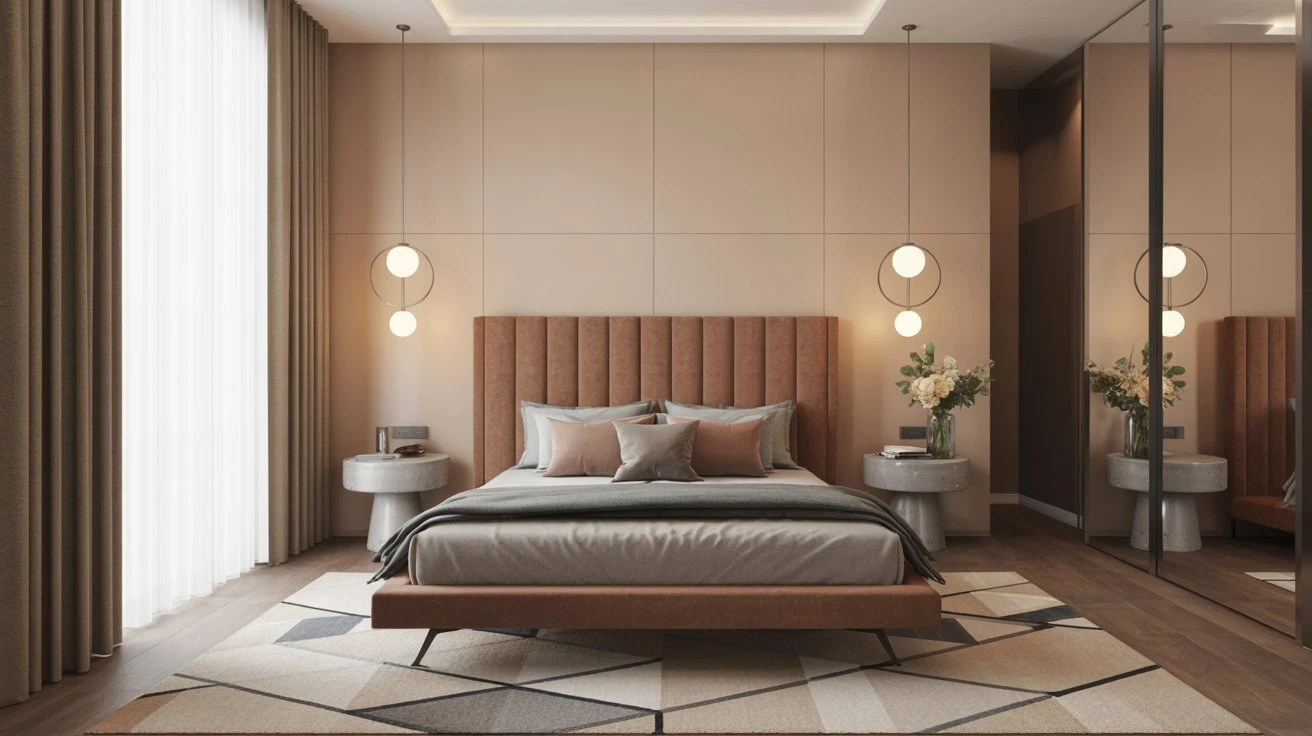  Modern Master Bedroom with Sleek Pendant Lighting