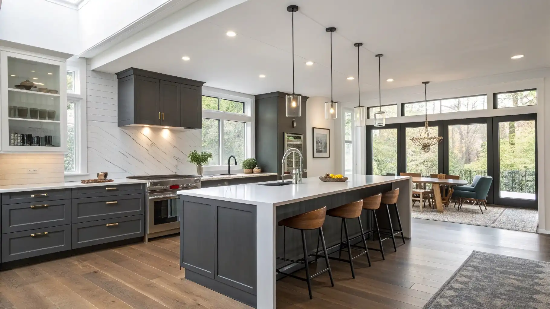 Modern Two-Tone Peninsula with Extended Seating