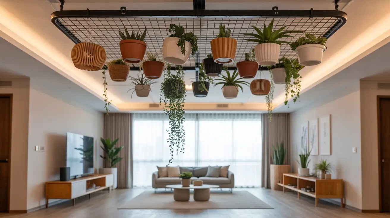Modular Grid Ceiling Plant Display
