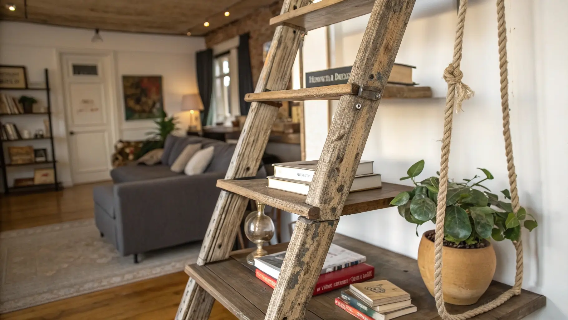 Reclaimed Ladder Shelf Divider