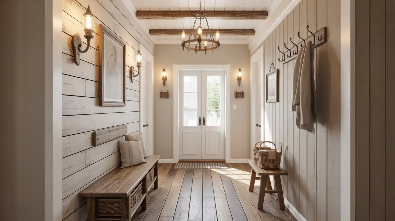 Rustic Farmhouse Entryway with Functional Details