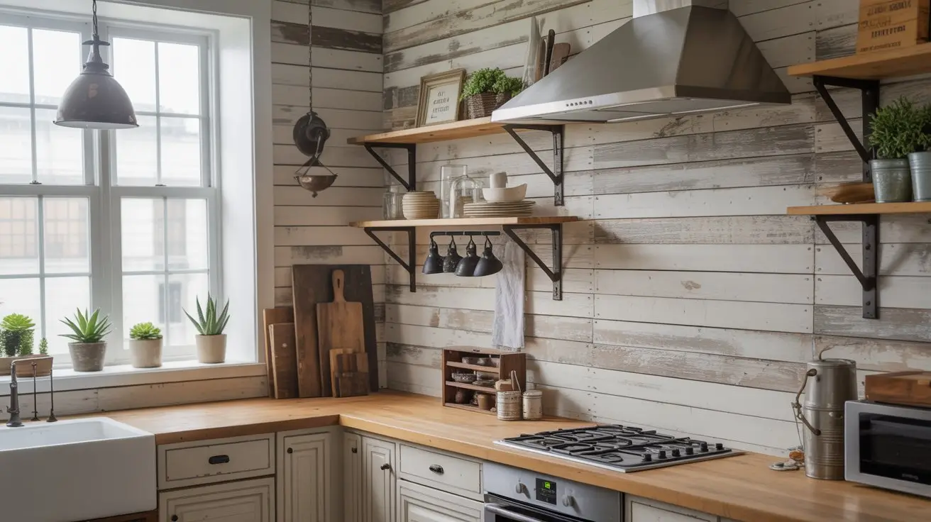 Rustic Farmhouse Kitchen with Home Depot Shelving