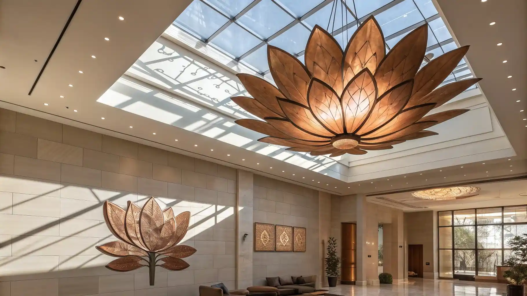 Sculptural Lotus Shade Installation