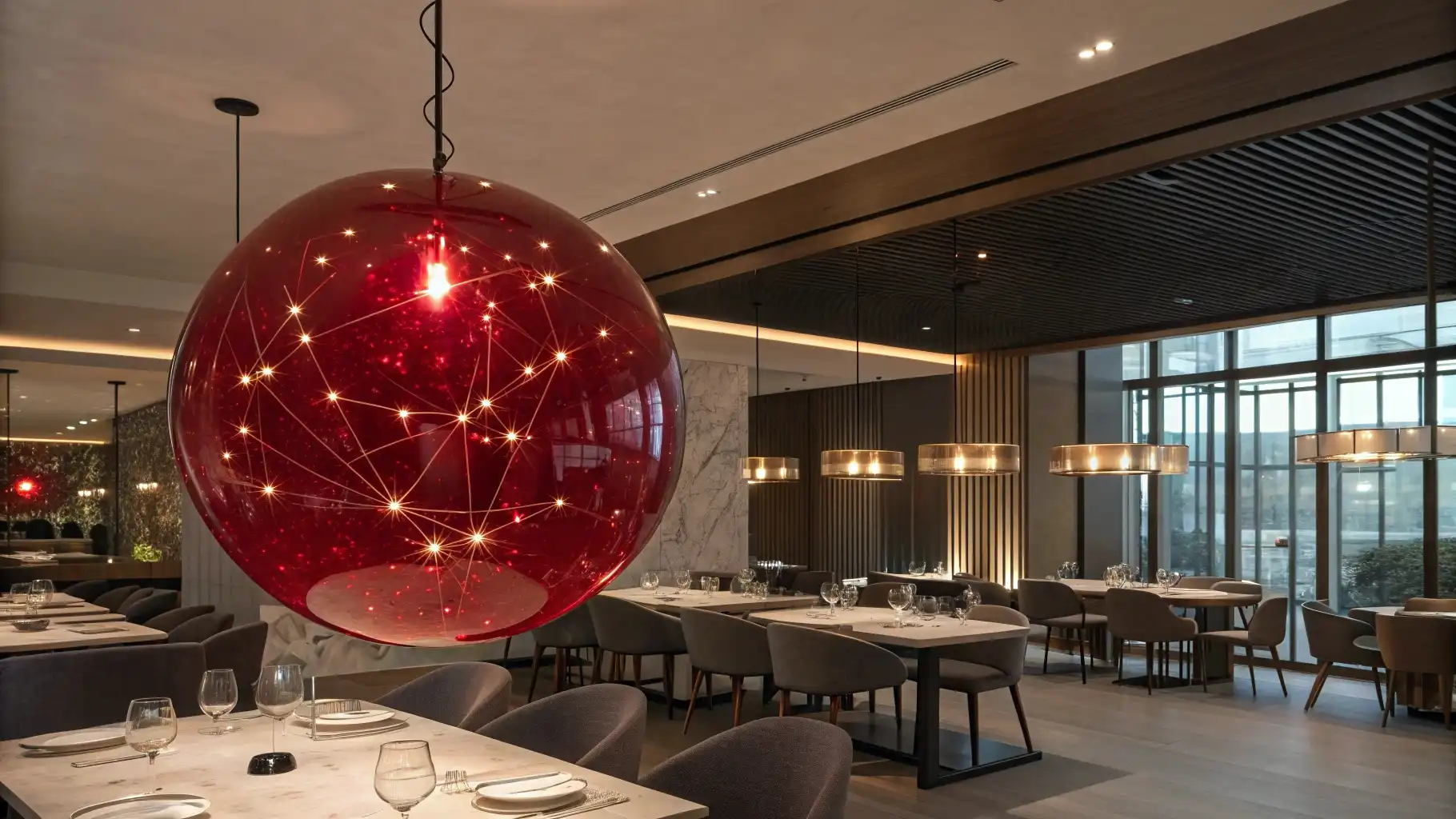 Spherical Cherry Red Constellation Pendant Light
