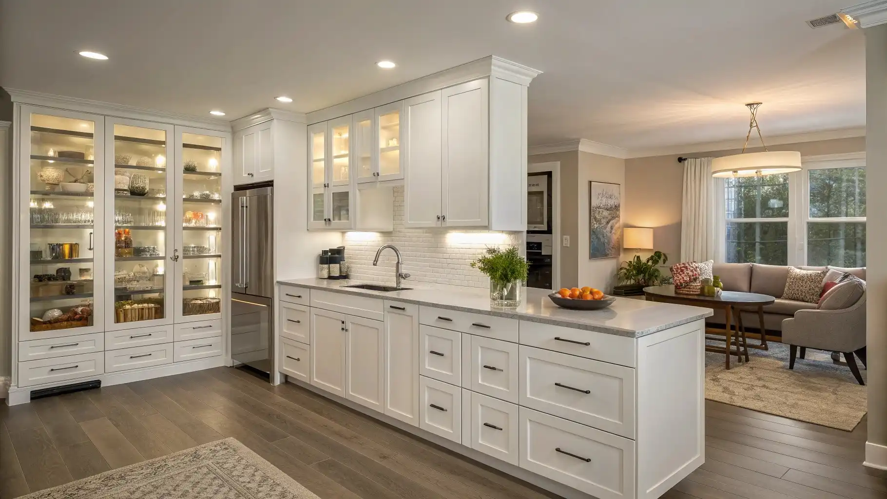 Traditional White Peninsula Room Divider