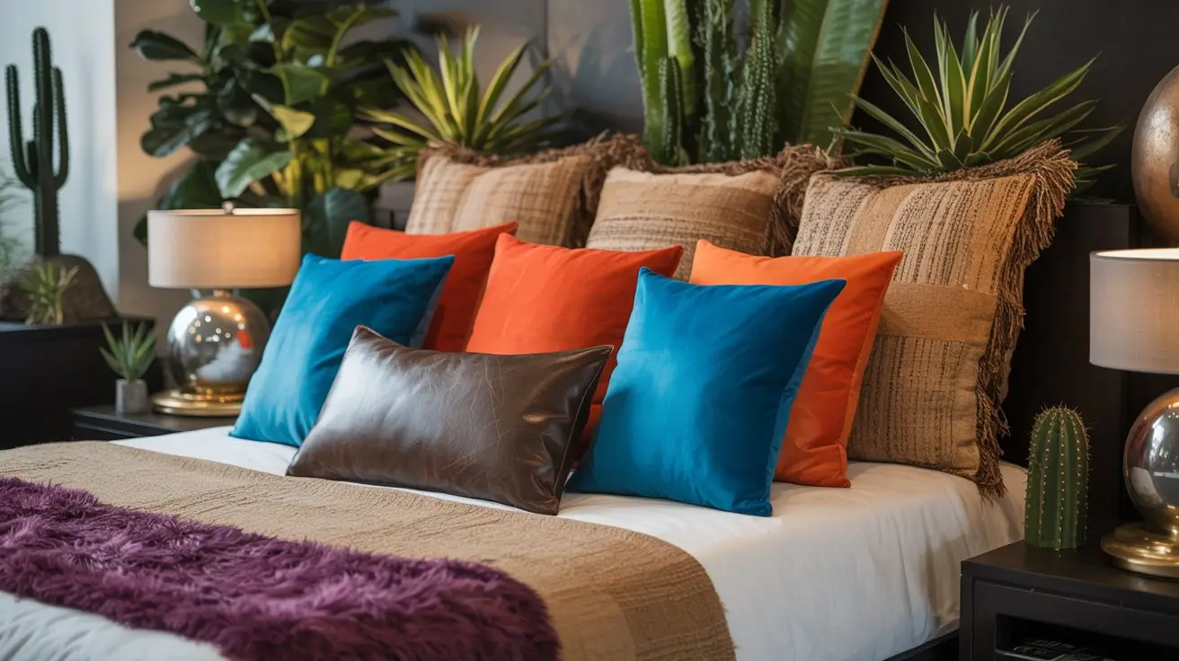 Vibrant Botanical Throw Pillow Arrangement